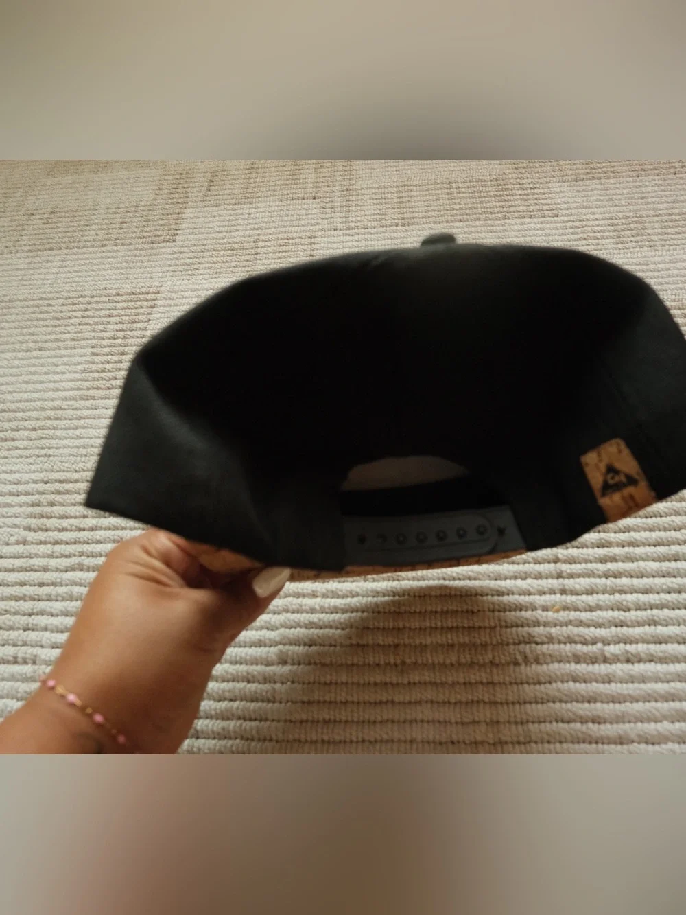 Cork Brim Snapback Hat - Black and Brown